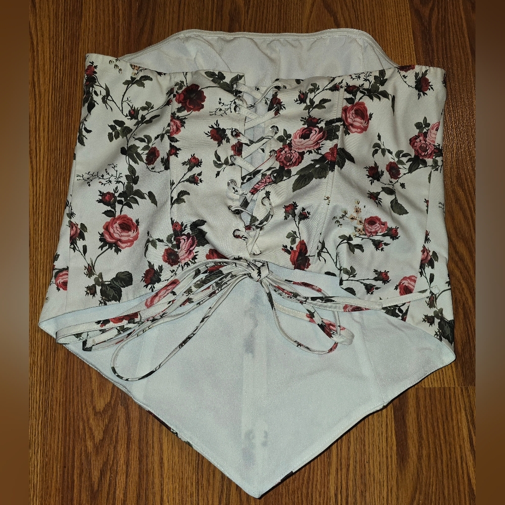 Fashion Nova Floral Strapless Corset Top - Picture 2 of 4